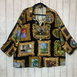 $109 NEW John Mark Shirt Boho Top Women 3X Picture Frame Art Museum Button Up